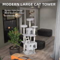 Curved Modern Eco-Friendly Cat Scratching Board Wooden Indoor Climbing Tree Tower Ergonomic Rest Platform Multi Level Condo