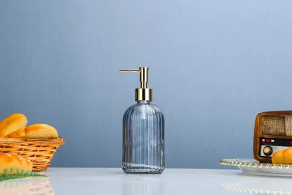 embossed glass liquid hand soap dispenser