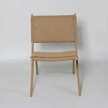 Nordic Ash Beach Solid Wood Woven Rope Handmade Chair with Saddle Leather Net Red