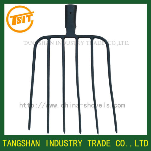 6 tine garden steel fork hoe head