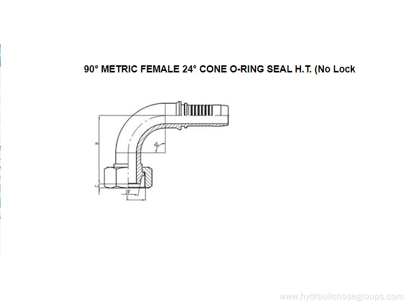 90° Metric Female O-Ring 24° Cone H.T. 20591-T