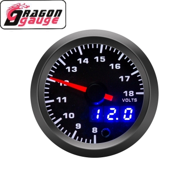 12V 52mm Dual View Digital Volt Gauge with 7 Colors LED for Car