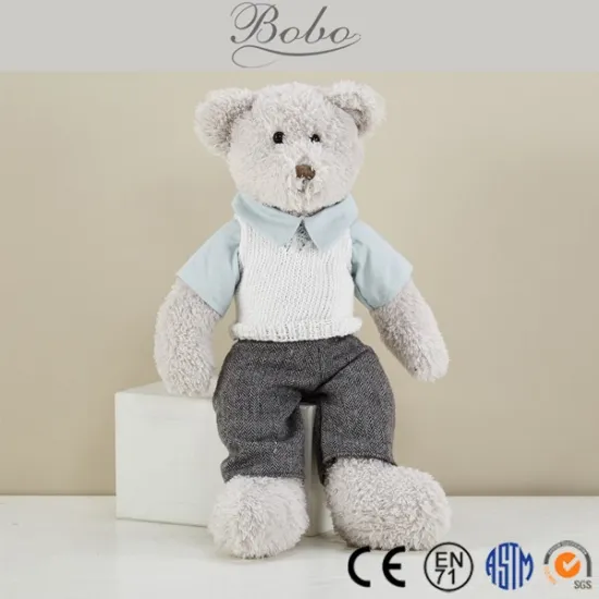 Grey Plush Teddy Bears with Sweater Baby Toys