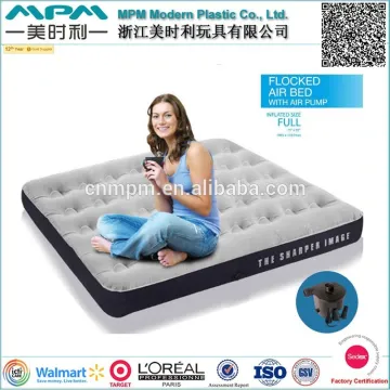 High quality queen size flock inflatable air bed, inflatable air mattress