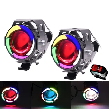 LED Eye Motorcycle Lighting System U7 Fog Lights 40W Driving Lights 1600LM with Angel Eyes