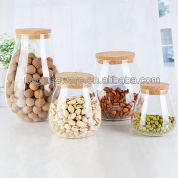 kitchen borosilicate glass jar cylinder with wood cover