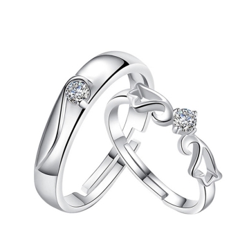 Stylish Valentinstag Geschenk: 925 versilberte Paare Ringe mit Kupferkubikzirkon für Liebhaber