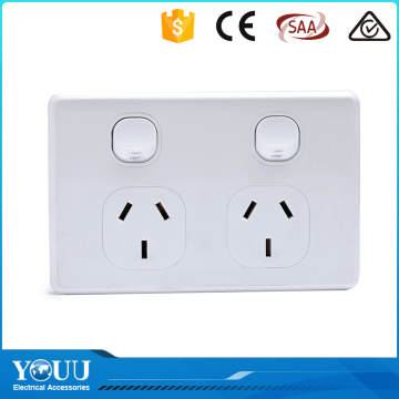 Promotional Item 1 Gang Horizontal Double Powerpoints Wall Switch And Socket SAA