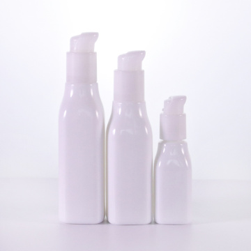 Opal square white lotion bottle with white pumps