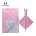 baby minky blanket with rabbit toy