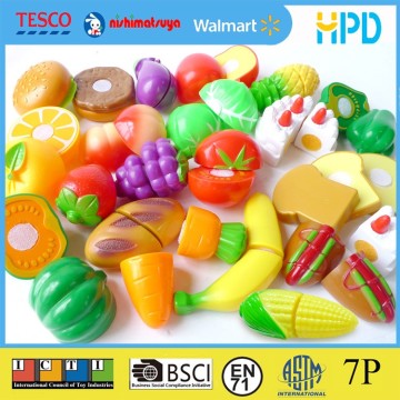 2017 Best quality wholesale 24 pcs kitchen set toy plastic cutting food toy play set
