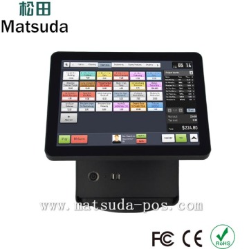 15 inch capacitive touch screen pos system with LCD csutomer display 128G