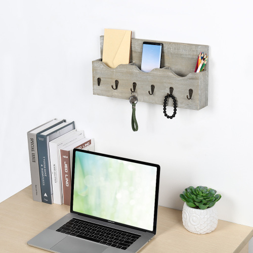 Vintage Wood Wall-Mounted Mail Organizer