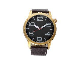 Golden Business Men Analog Quartz Watch Japan Movt  , Leath