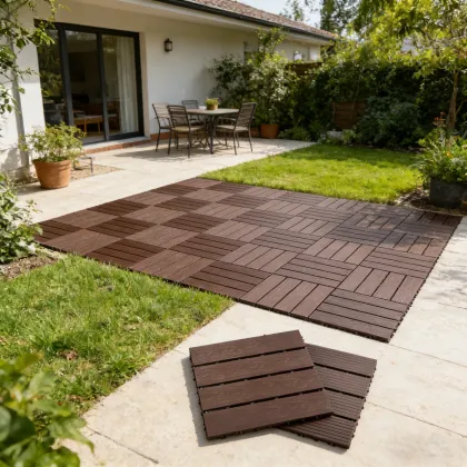 DIY Portable Wood Grain Balcony Plastic Floor Tiles