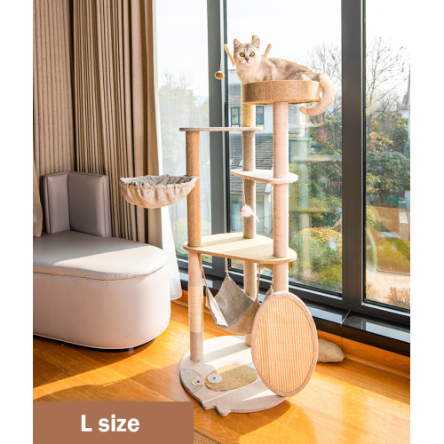 Multi Level Beige Pet Climbing Tower Scratching