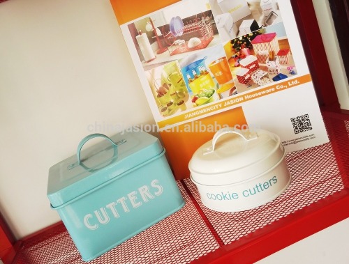 UT0035 14X14CM Powder Coated Jiangmen Cookies Cutters Coloured Metal Storage Tin Box
