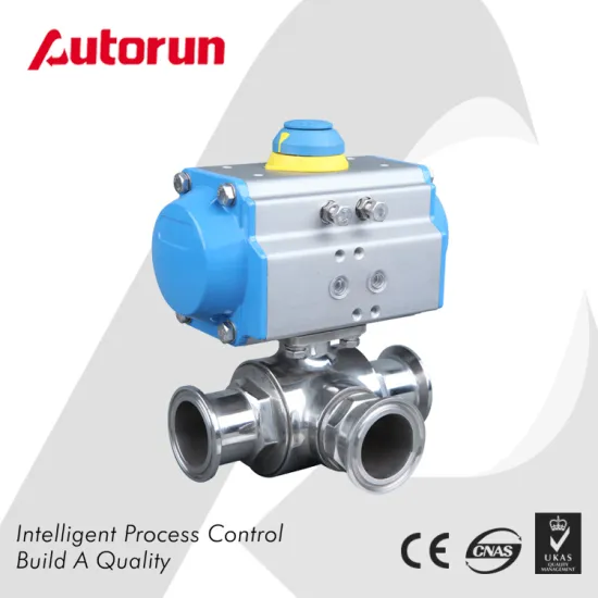 Pneumatic 3 Way Sanitary Ball Valve