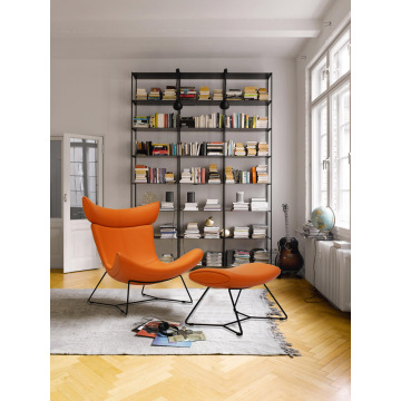 Nordic Mid Century Style Leather Relax Armchair Recliner Chair