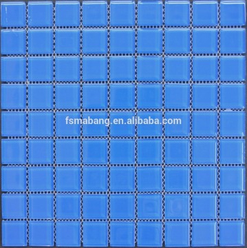 MB1605034 31*31*4mm Foshan decoration popular glass mosaic tile with blue color