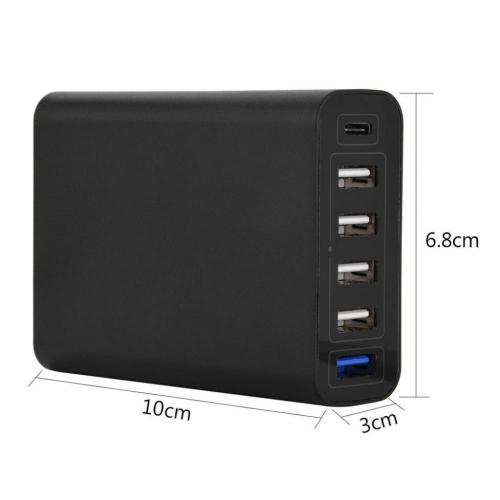 60W 3.0 6 puertos USB PD Tipo-C cargador rápido