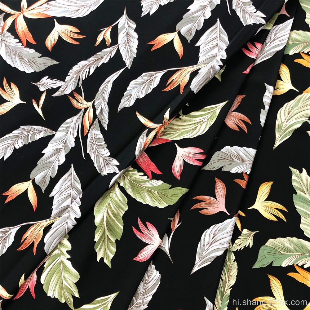 निर्यात रेयन मुद्रित कपड़े डिजाइन पंख और पत्तियां