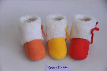 Brightly colored boots of the girls