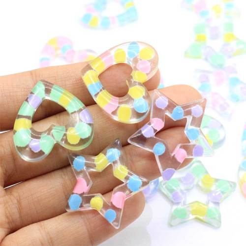 Popular Heart Star Shaped Resin Bead 100pcs/bag Charms For Girls Bedroom Ornaments Bracelet Necklace Bead Spacer