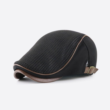 Custom Logo Thick Knitted Beret Hat for Men - Solid Color Vintage Winter Hat