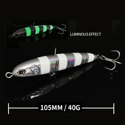 Sea Fishing Sinking Pencil Lure for Kingfish Tuna Amberjack - Newbility 105mm 40g Artificial Bait