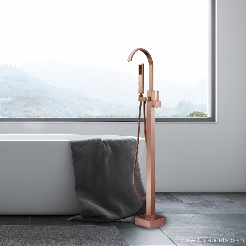 Brass Single Handle with Hand Shower Faucets Freestanding Bathtub Faucet Tub Filler Floor Mount