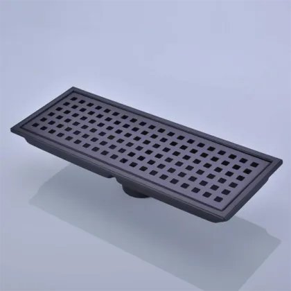 Long rectangular black floor drain