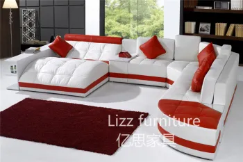 Leather corner European modern sofa for living room furniture