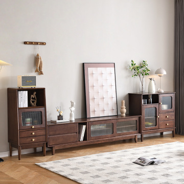 Retro Light Luxury Solid Wood TV Cabinet Combination Stand