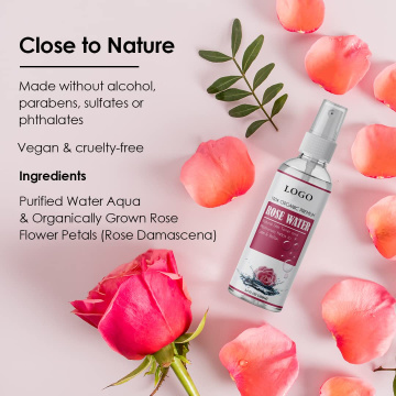 Personalização de fábrica rótulo privada água floral hidrosol de rosas orgânicas para corporar beleza de pele de face