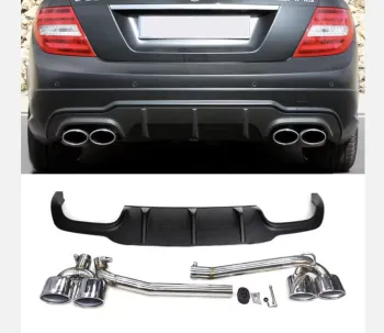 SYPES Stainless Steel Exhaust Pipe Tip Muffler for 2008-2013 Benz W204 C180 C200 C260 C300 C63 M Sport