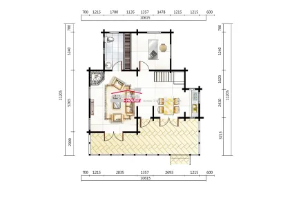 Prefabricated 2-floor 3-bedroom Wooden House Log House
