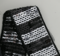 Benutzerdefinierte hochwertige silberne Pailletten aus schwarzem Polyester Spitzenstoff für Kleid