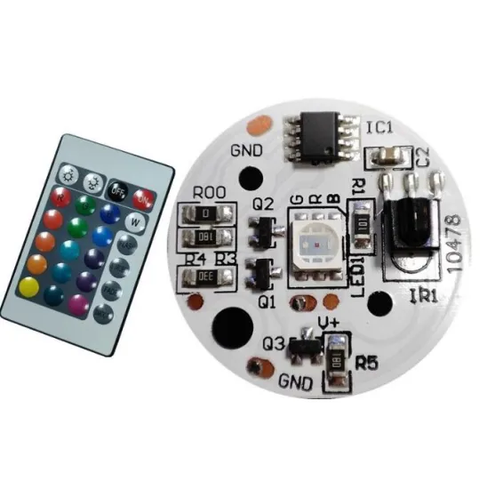 DIY 3D Night Light Moon Lamp: 24-Keys Remote Control DC5V LED RGB SMD Circuit PCB Board with 31mm Diameter