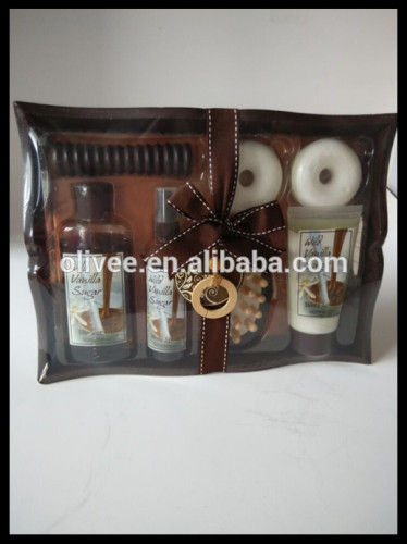 new wild vanilla sugar hot sale high quality bath set in wooden basket