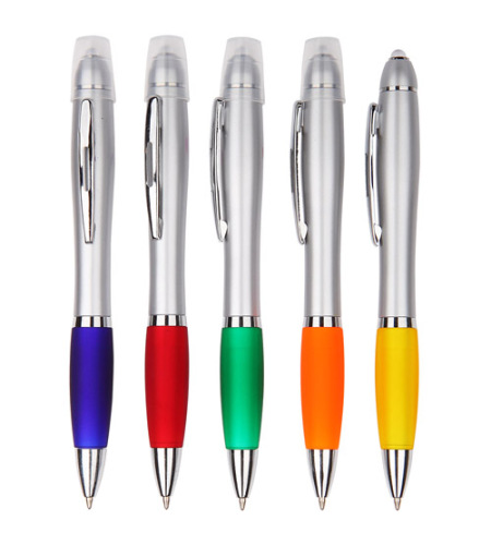 चांदी Curvy प्लास्टिक लाइट पेन