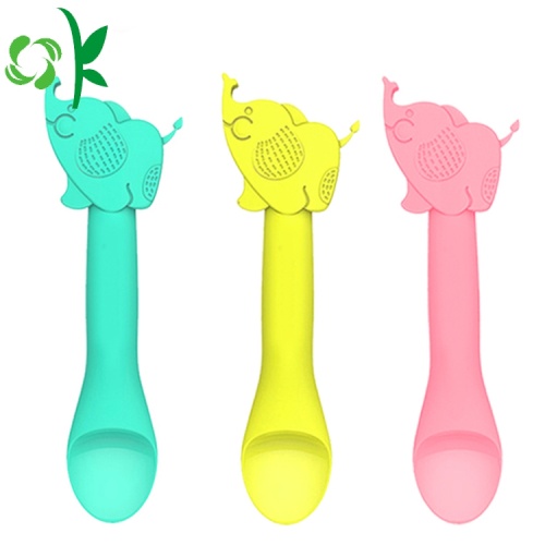 Cute Elephant-shaped Toddler silikon Spoon Train Spoon lembut