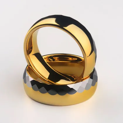 Gold And Silver Mens Tungsten Wedding Ring