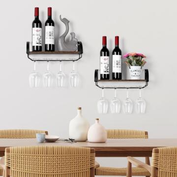 Pastillas de vino montadas en la pared con copa de vino soporte