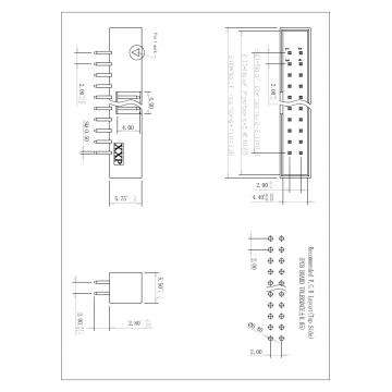 2,0 x 2,0 mm de conector de cabeçalho DIP 180 ° H = 5,75