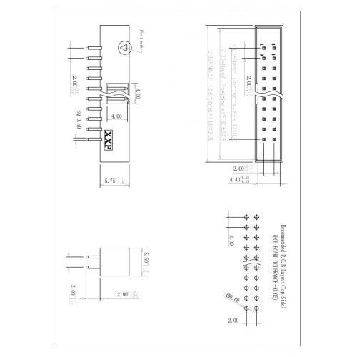 2.0mm Pitch 2.0 x 2.0mm Box Header 180° H=5.75 Supplier