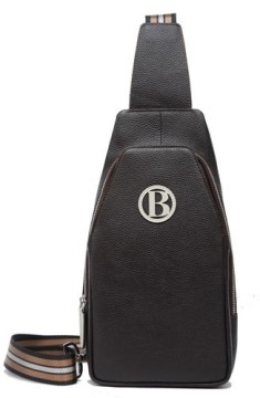 Latest designer High Quality D.Brown Waterproof Cowhide Plain Leather Chest Bag for Men