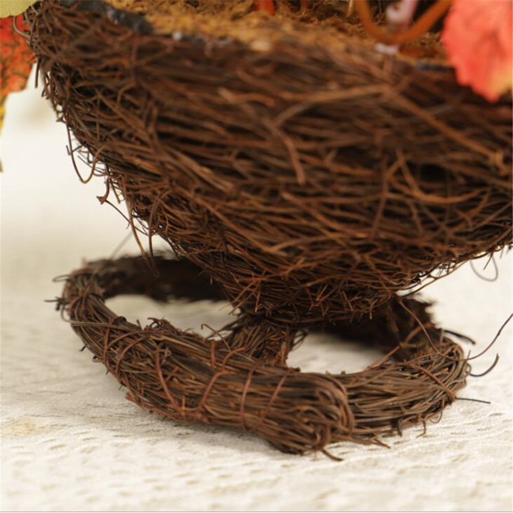 Artificial Flower Mixed Maple Leaves Barley Pumpkin Basket Table Centerpieces Autumn Harvest Thanksgiving Decorations