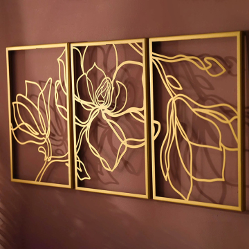 3D Flower Leaf Dining Room Sofa Decor with Iron Metal Wall Art