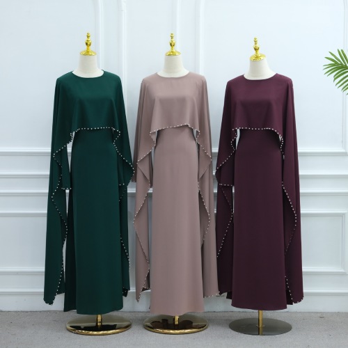 لباس ماکسی بسته لبه مروارید دار کیپ Abaya